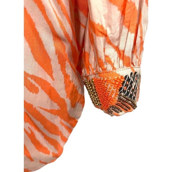 CHICO'S - embelished neck orange tunic zebra craze women's size 3 (large) - Picture 3 of 9